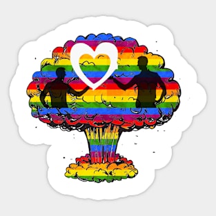 gay flag gay pride love explosion Sticker